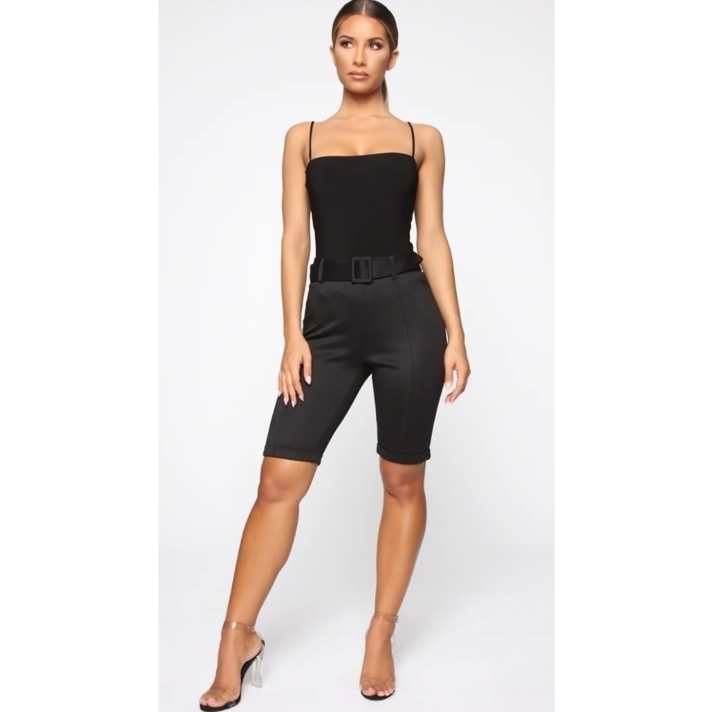 NEW Fashion Nova Walk In The Park Biker Trouser - Black